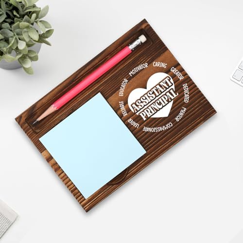 Assistant Principal Thank You Gift, Rustic Wooden Pencil Note Holder