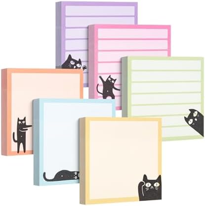 Mr. Pen- Black Cat Sticky Notes Set, 3" x 3", 6 Pads, 480 Sheets