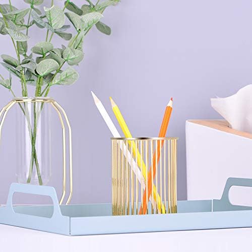 HSYMQ Gold Metal Pen Holder for Desk, Makeup Brushes Cup, Pencil