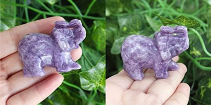 2" Amethyst Elephant Decor Natural Healing Crystal Stones Polished
