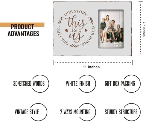 Buecasa Wooden White Rustic Engraved This Is Us Picture Frames 4x6