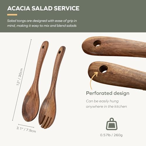 Muso Wood Acacia Salad Servers, 12-inch, Set of 2