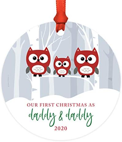 Andaz Press Custom Year Gay Couple Family Metal Christmas Ornament