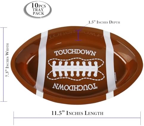 GiftExpress 10PC Plastic Football Serving Trays, Game Day Football