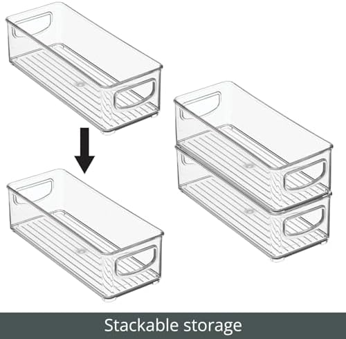 mDesign Small Plastic Office Storage Container Bins with Handles for