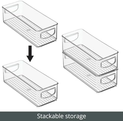 mDesign Small Plastic Office Storage Container Bins with Handles for