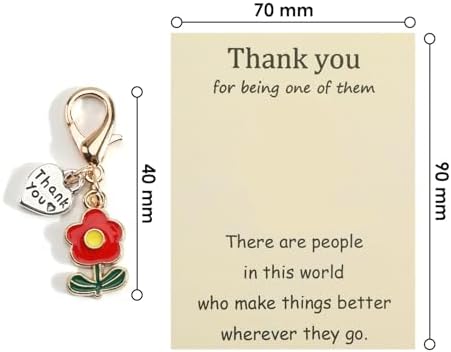 Thank You Keychain with Flower Appreciation Message Card Keycharm for