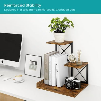 ELITEROO Desk Shelf Organizer, Wood Desktop Organizer Small Bookshelf