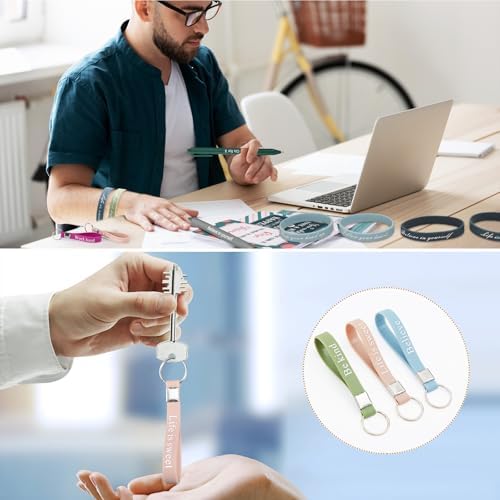 64 Pcs Inspirational Gift Bulk Notebook Pen Bracelet Keychain, Morandi