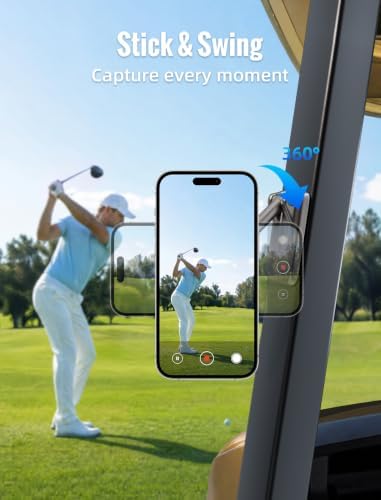 MOKPR Magnetic Golf Cart Phone Holder, [Tri-Fold+All Alloy] Golf Cart