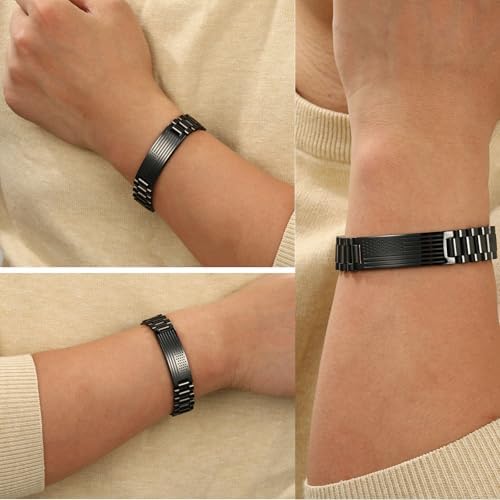 P. BLAKE American Flag Bible Verse Bracelet for Men, Stainless Steel