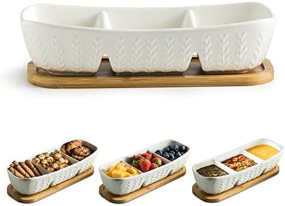 Miamolo Condiment Bowls Divided Serving Tray, Chip and Dip Bowl for