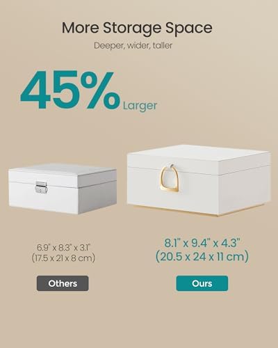 SONGMICS 2-Layer Jewelry Box with Handle, Removable Tray, Floating