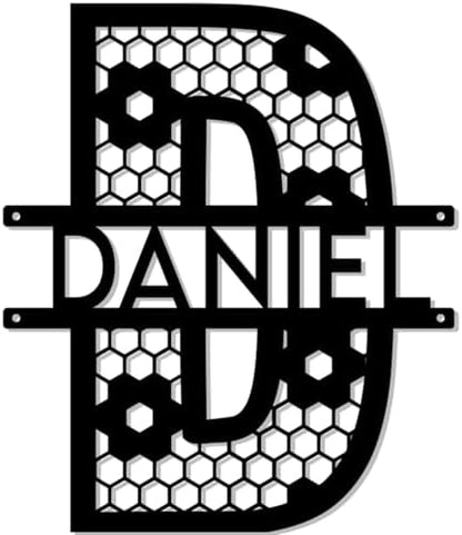 Metal Name Signs Personalized, Split Letter Monogram Wall Decor