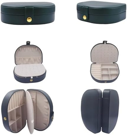 PU Leather Jewelry Organizer Compact Travel Case Multi Compartments