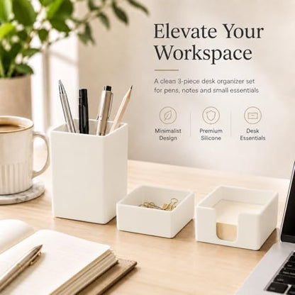 minimaliving Aesthetic Silicone Desk Organizer Set of 3,Modern Office