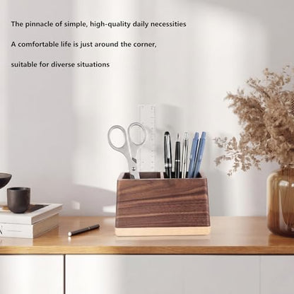 Walnut Pencil Holder Wood Pen Holder for Desk Multiple-Use