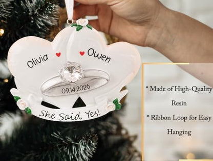 Personalized Our First Christmas Engaged Ornament 2026 | Customized
