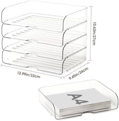 4-Tier Paper Organizer Desk Organizer Acrylic Paper Tray