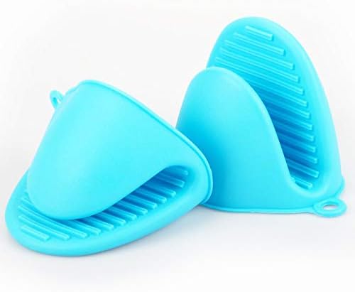 2 Pairs Mini Oven Gloves Silicone Oven Mitts Red and Blue
