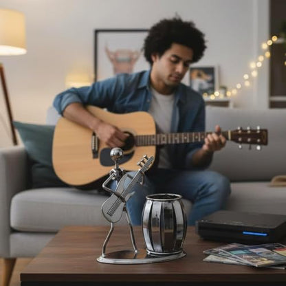 MyGift Guitar Pen Holder Desk Office Decor Gift For Men