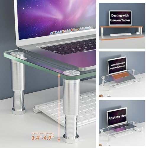 Hemudu Clear Computer Monitor Riser with Height Adjustable Multi Media
