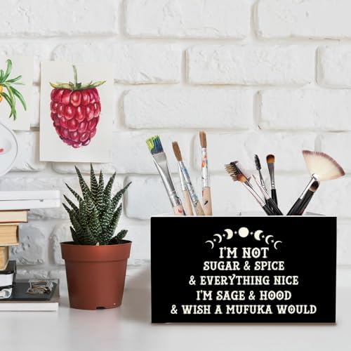 Witchy Gothic Moon Phase Pen Holder for Desk, Astrology Gifts for