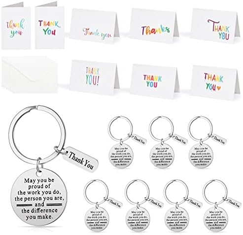 Yinkin 16 Pcs Employee Appreciation Gift Thank You Keychain, Silver