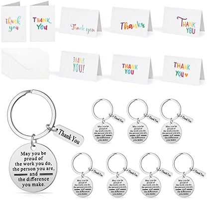 Yinkin 16 Pcs Employee Appreciation Gift Thank You Keychain, Silver