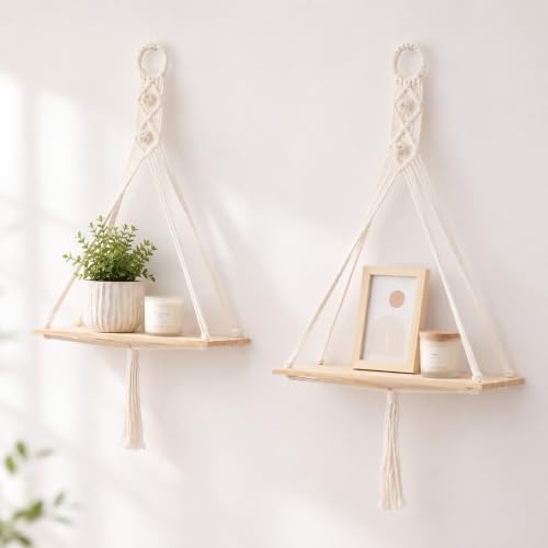 Artilady Macrame Wall Hanging Shelf Boho Storage Wall Decor for