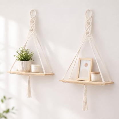 Artilady Macrame Wall Hanging Shelf Boho Storage Wall Decor for
