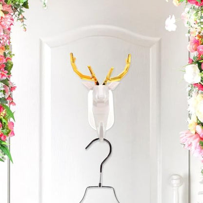 White ABS Antler Coat Hook Wall Hanger for Towels Scarves Bathroom