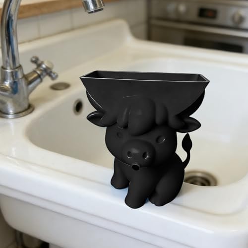 Sponge Holder for Sink Funny Cow Decor with Drainage