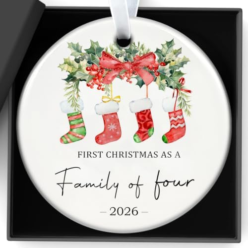 Christmas Ornaments Our First Christmas As A Family of Four Ornament