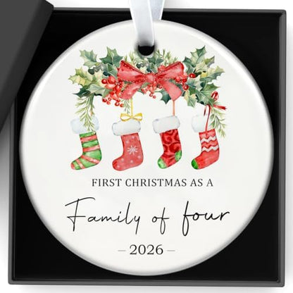 Christmas Ornaments Our First Christmas As A Family of Four Ornament