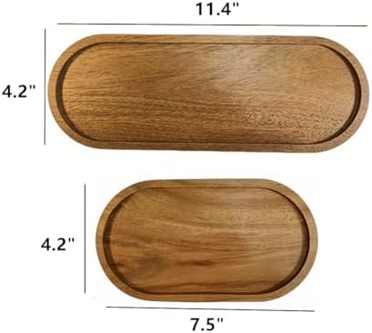 Oval Wood Serving Trays Set, Large Natural Wooden Serving Platters