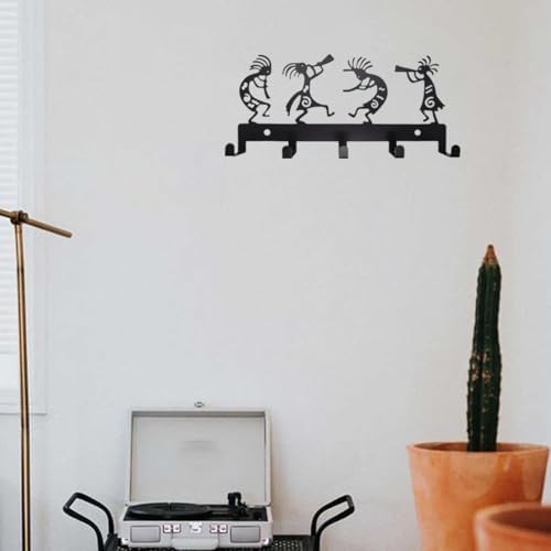 6-Hook Key Holder Wall Mount, Vintage Black Metal Key Hanger