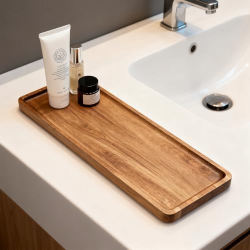 Solid Acacia Wood Serving Trays - 14" x 5.5" Rectangular Wooden