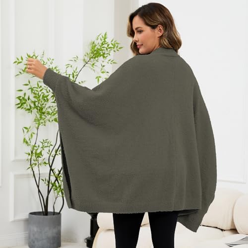 Wearable Blanket Sherpa Poncho Unique Office Work Warm Cozy Shawl TV