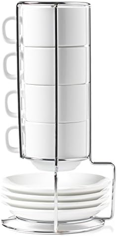 Huji Stack-able Porcelain 4 Ounces Espresso Turkish Coffee Cups and