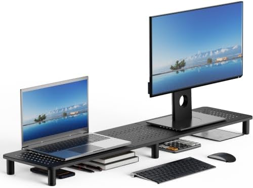 Husky Mounts Large Dual Monitor Stand Riser, Adjustable Legs, 39" x