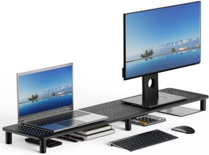 Husky Mounts Large Dual Monitor Stand Riser, Adjustable Legs, 39" x