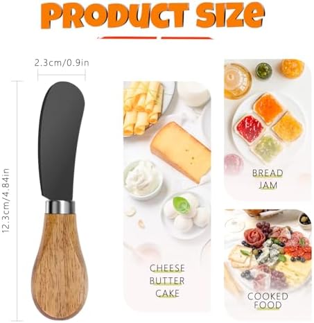 Cheese Spreader Knives Set of 4, Stainless Steel with Acacia Wood