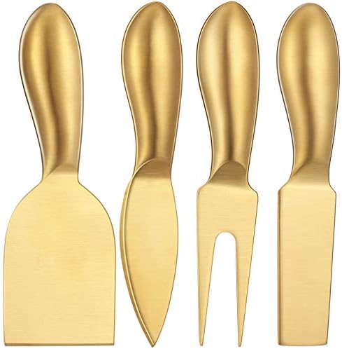 Patelai 4 Pcs Gold Cheese Knives Set Stainless Steel Knife for