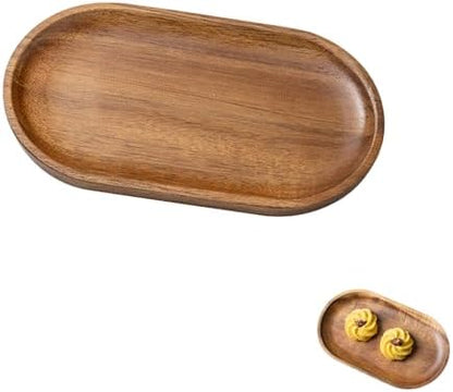 Small Wooden Tray, Oval Wood Serving Trays, Acacia Wood Platter for