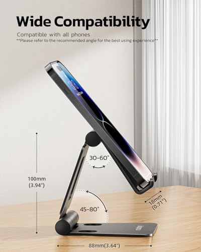Nulaxy 2 Pack Aluminum Dual Folding Cell Phone Stanr for Desk, Black &