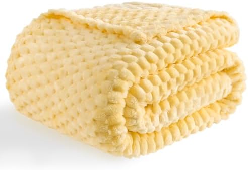 Bnuitland Light Yellow Flannel Throw Blanket (50X40 inches), 300 GSM