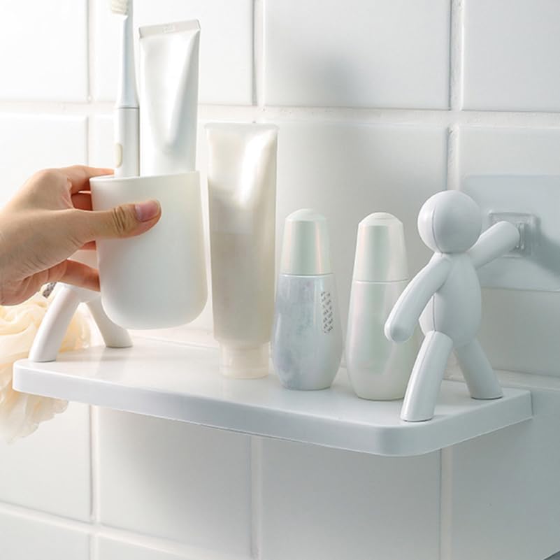 2 Mounted Hook Rack Floating Wall Shelves for Bedroom Bathroom Kitchen