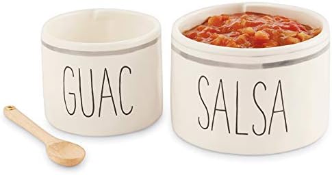 Mud Pie Salsa & Guac Bowl Set, white, "salsa 3"" x 4 1/2"" dia | guac