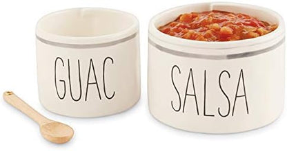 Mud Pie Salsa & Guac Bowl Set, white, "salsa 3"" x 4 1/2"" dia | guac